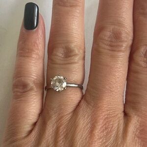 Elegant CZ Genuine 925  Silver Ring with Clear Gemstone